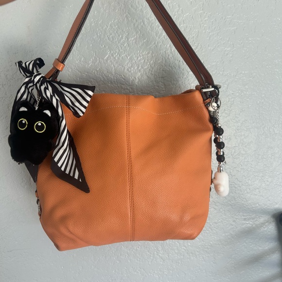 Coach Orange Pebbled Leather Zipper Closure Shoulder Bag 🎃👻🐈‍⬛ - Picture 6 of 8
